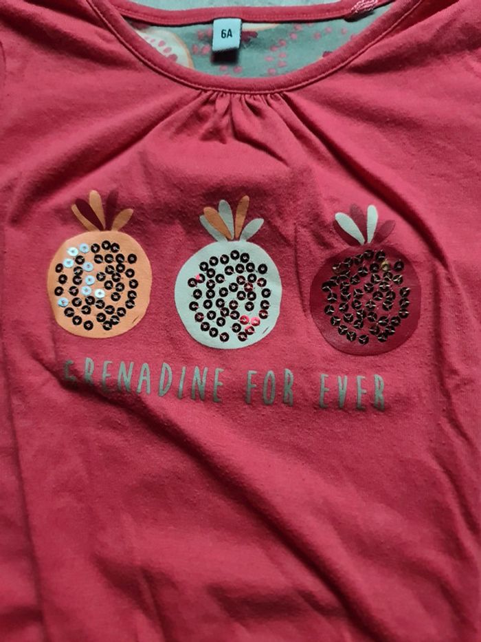 T shirt rouge Manches courtes rouge avec sequins 6Ans - photo numéro 3
