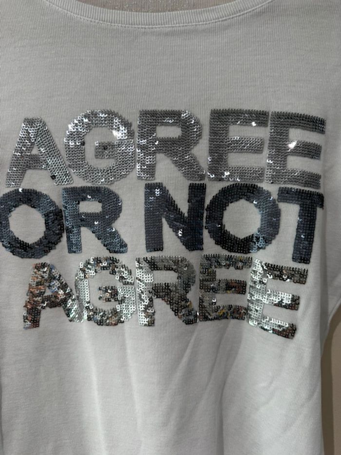 Caroll t-shirt blanc manches longues strass - photo numéro 3
