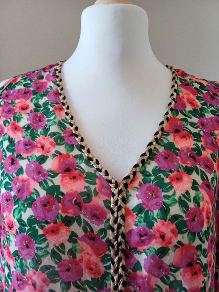 Blouse Fleurie transparente taille L 40 - photo numéro 3