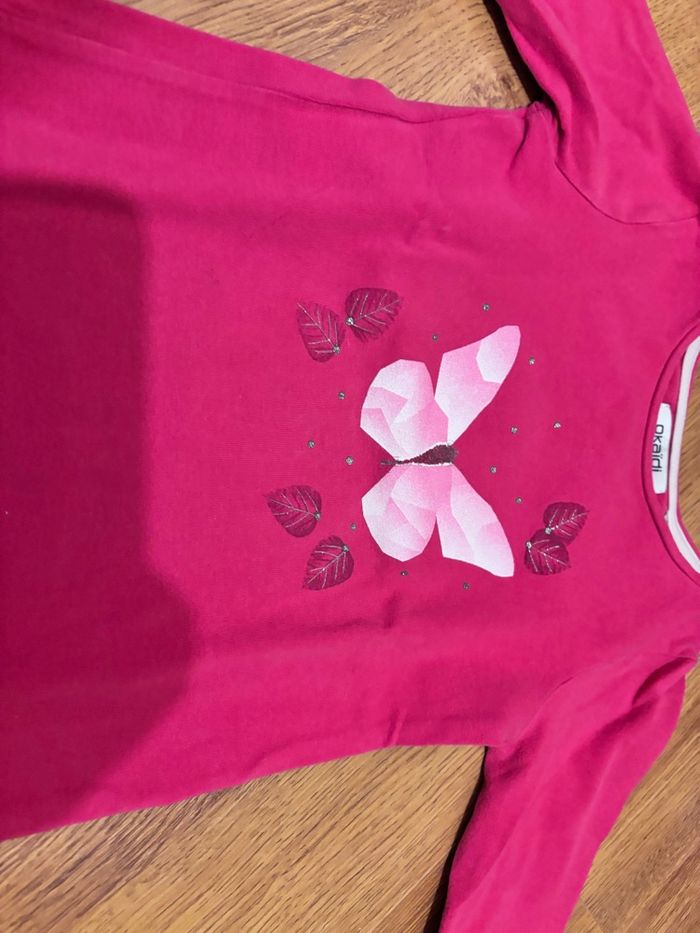 Joli teeshirt manche longue papillon fille okaidi 2 ans - photo numéro 2