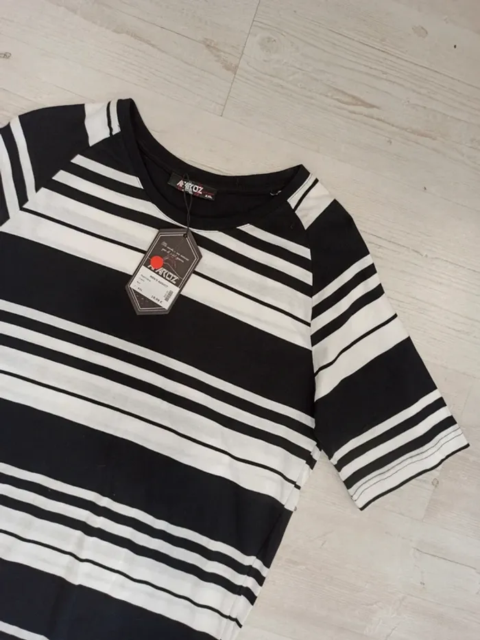 Tee shirt noir marinière homme xl uni - photo numéro 2