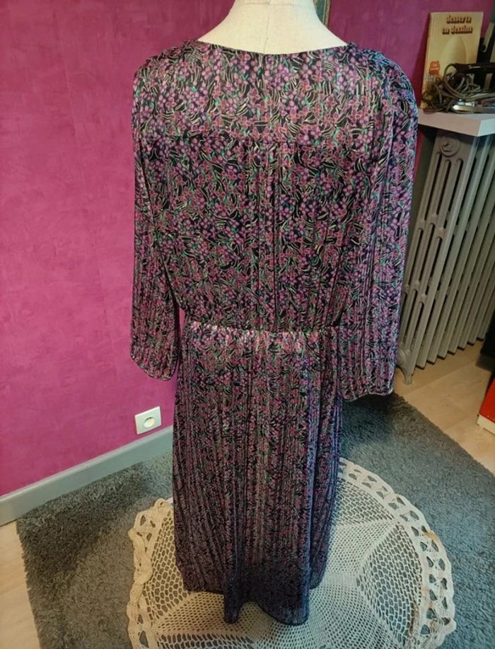 Robe longue violette à motif fleurs manches longues Grain de Malice taille 42 - photo numéro 7