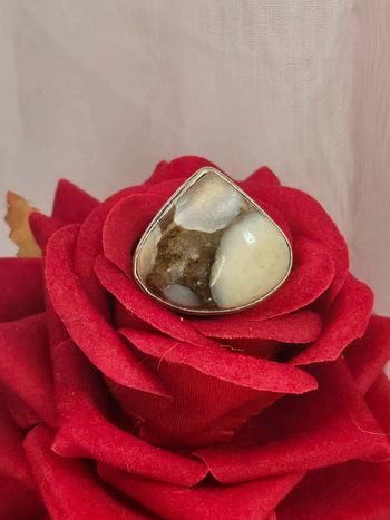 Bague en argent sterling 925 avec sa pierre polka dot