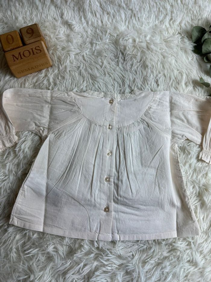 Blouse blanche Vertbaudet taille 9 mois - photo numéro 4