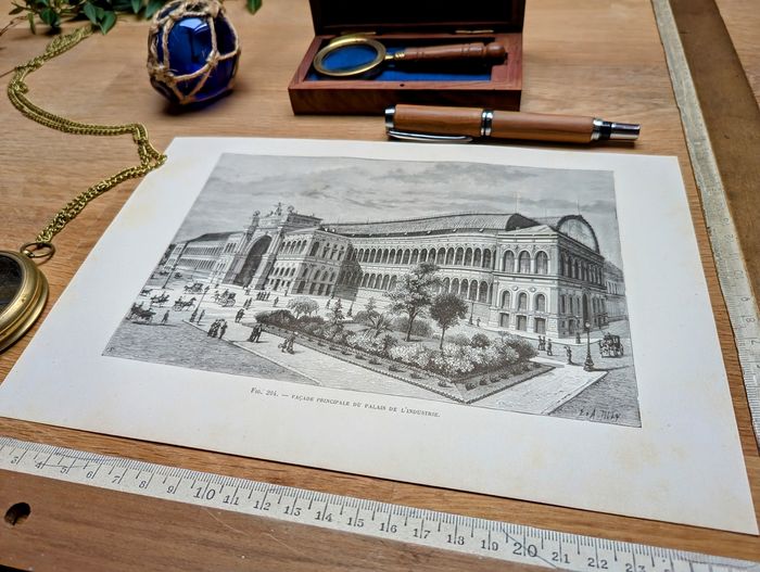 Imprimée en 1883, le Palais de l'Industrie, Paris VIIIème. Vintage Authentique. - photo numéro 4