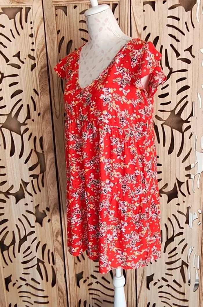 Robe mini  fluide imprimée fleurie Promod - photo numéro 7
