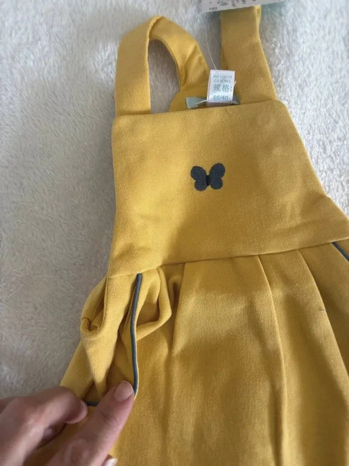 Robe salopette jaune bébé fille 6 mois – Obaïbi, neuve avec étiquette - photo numéro 3
