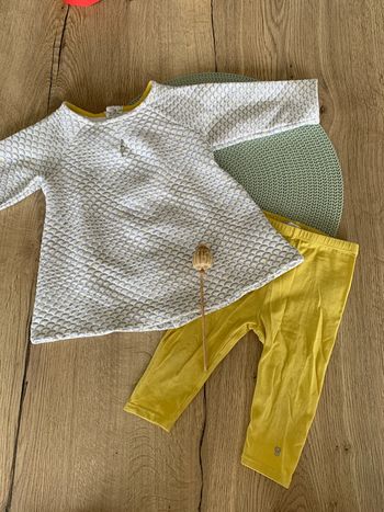 Ensemble robe et legging jaune et gris -12mois-obaibi