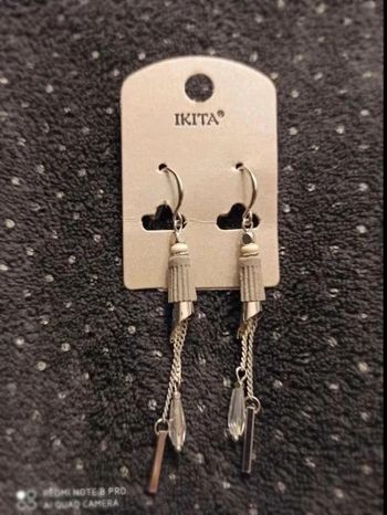 Boucles  d'oreilles  grise argenté ikita