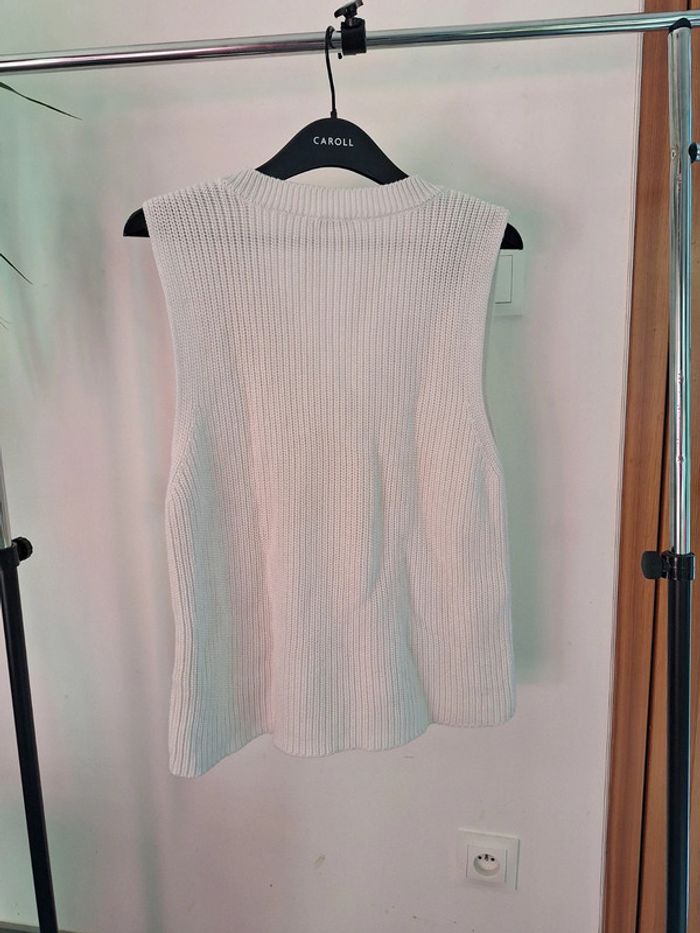 Gilet pull sans manche blanc cache cache femme M 38 - photo numéro 3