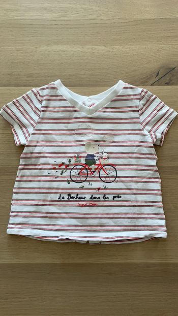 T-shirt manches courtes blanc à rayures sergent-major 6 mois