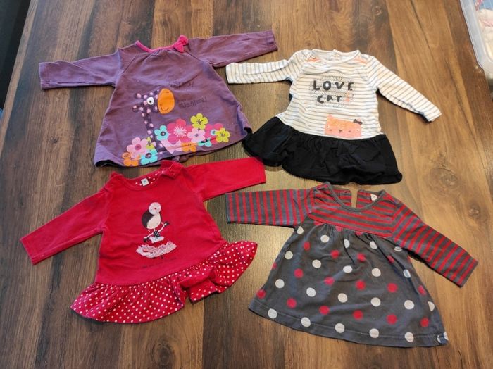 Lot t-shirts manches longues+ pull maille 3 mois fille
