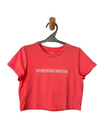 Crop-top à manches courtes rose et argenté - Decathlon 10 ans