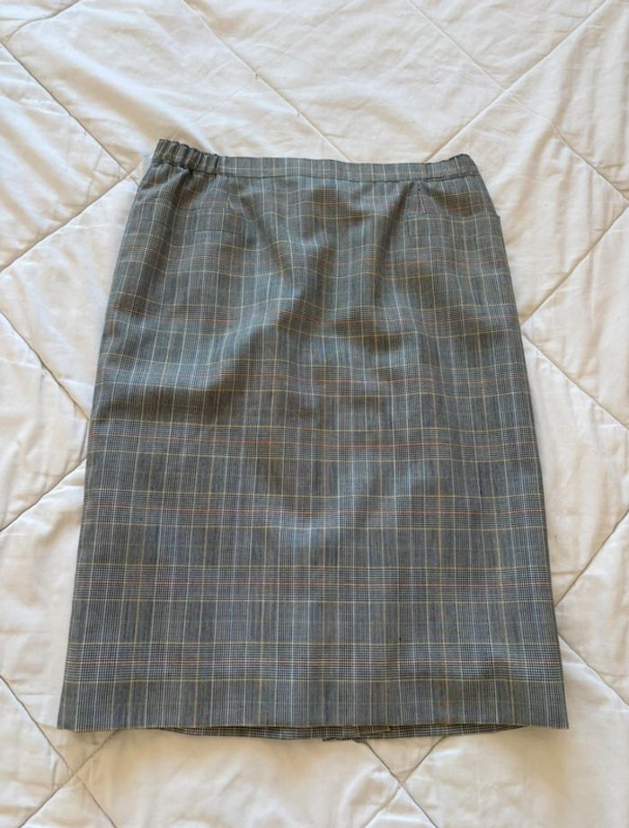 Jupe tailleur Weinberg Paris vintage 90s gris noir prince de galles carreaux taille XL/42 - photo numéro 3