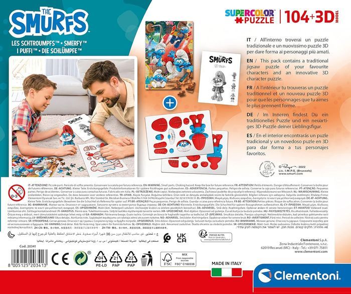 CLEMENTONI Les stroumpfs Puzzle 104 pièces + 1 figurine 3D C20341 - photo numéro 2