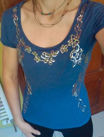 T-shirt femme Violet avec sequins