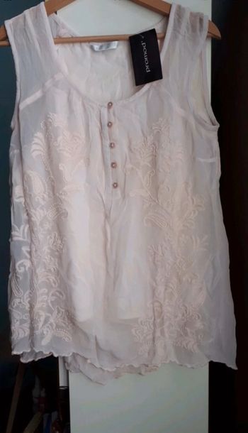Chemise blouse brodé rouse poudré Promod