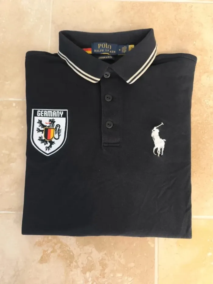 Polo Ralph Lauren homme M custom slim fit noir equipe Allemagne