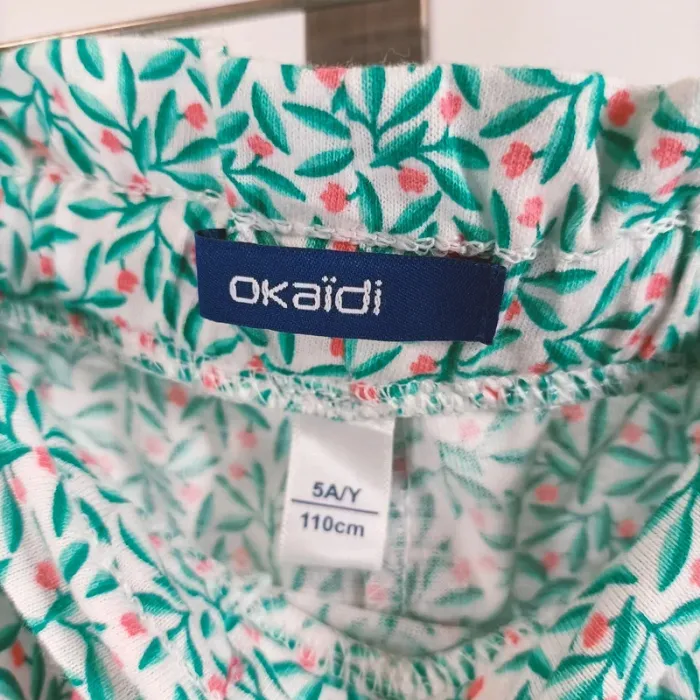 Short Okaïdi 5 ans - Coton bio - motifs floral fleurs rose et bleu turquoise - Neuf A194 - photo numéro 3
