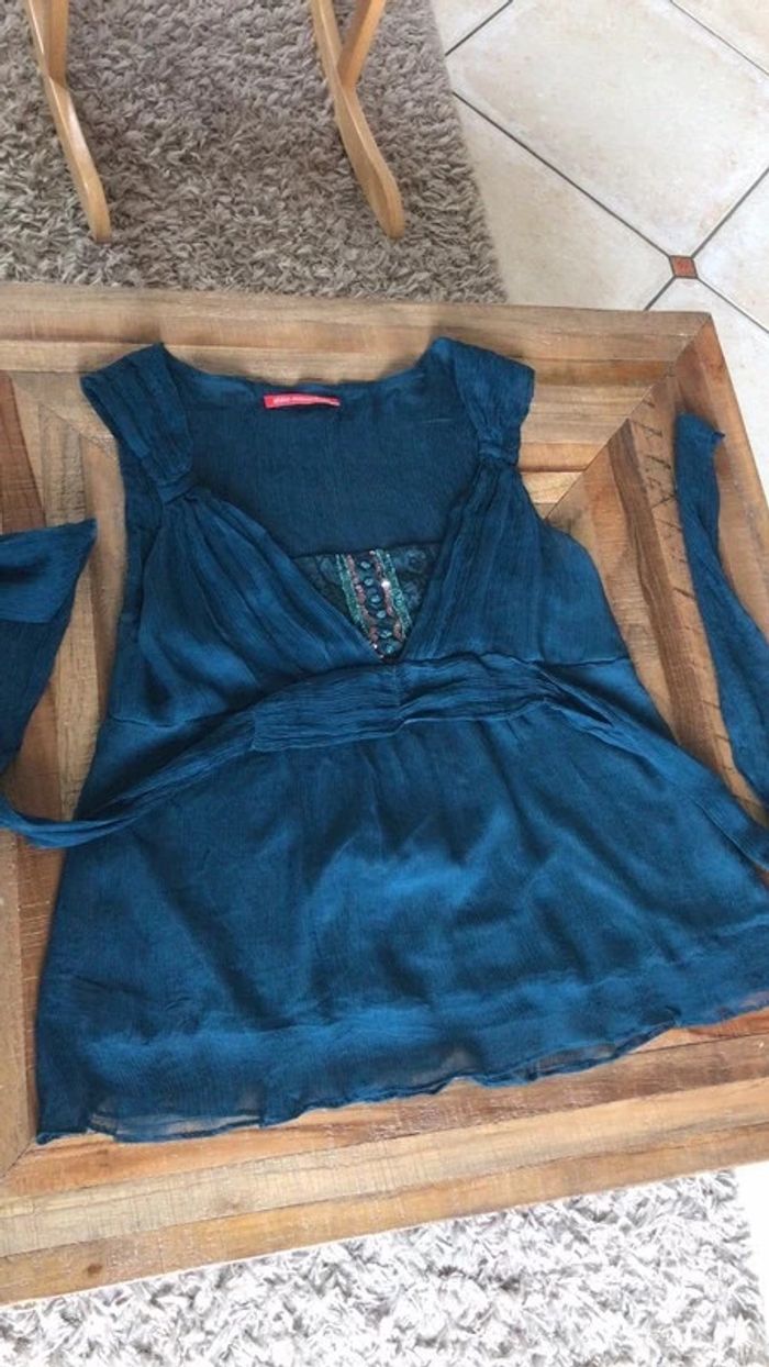 Haut bleu pétrole strass