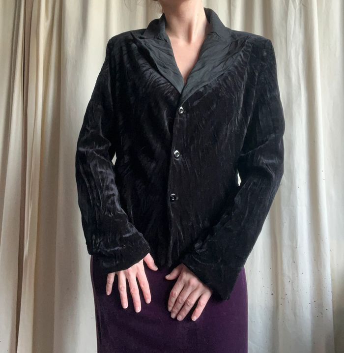 Blazer velours noir Goth 90s 🦇 vintage - Taille M/L - photo numéro 3
