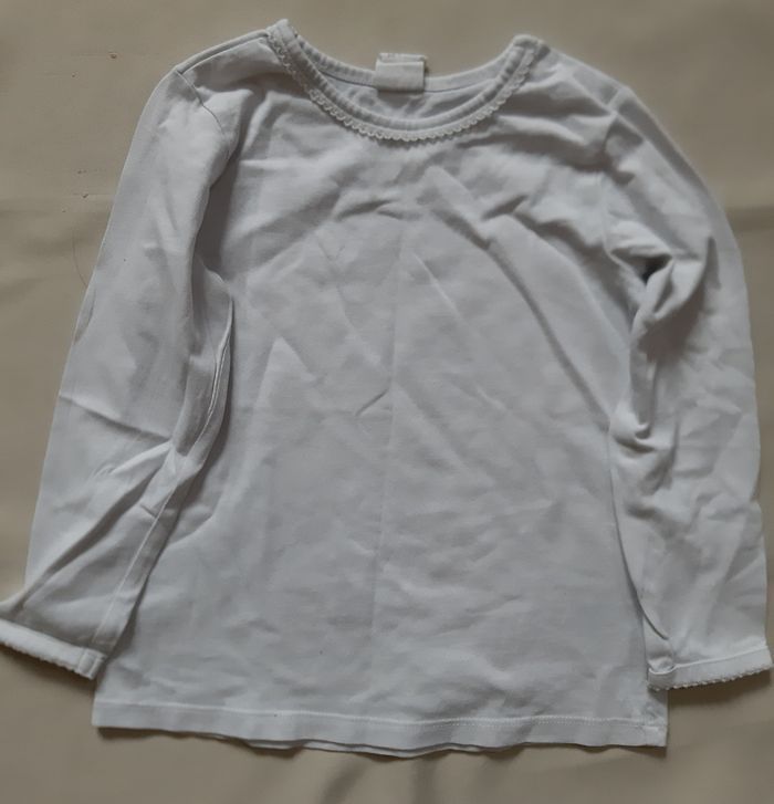 tee-shirt manches longues blanc fille - H&M - 2 ans - 92 cm - photo numéro 2