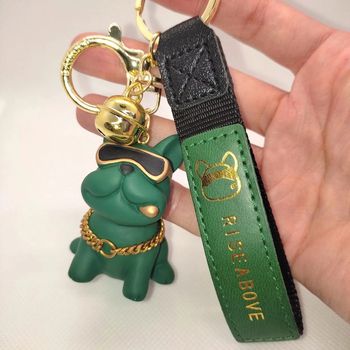 Porte Clé Bouledogue Vert