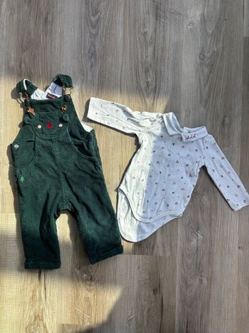 Ensemble salopette + body garçon taille 12 mois