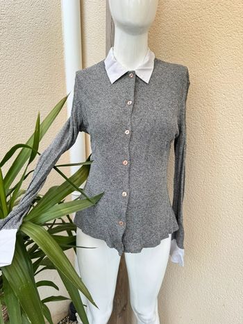 🌸 Chemise effet cardigan grise et blanche pimkie - Taille 40 🌸