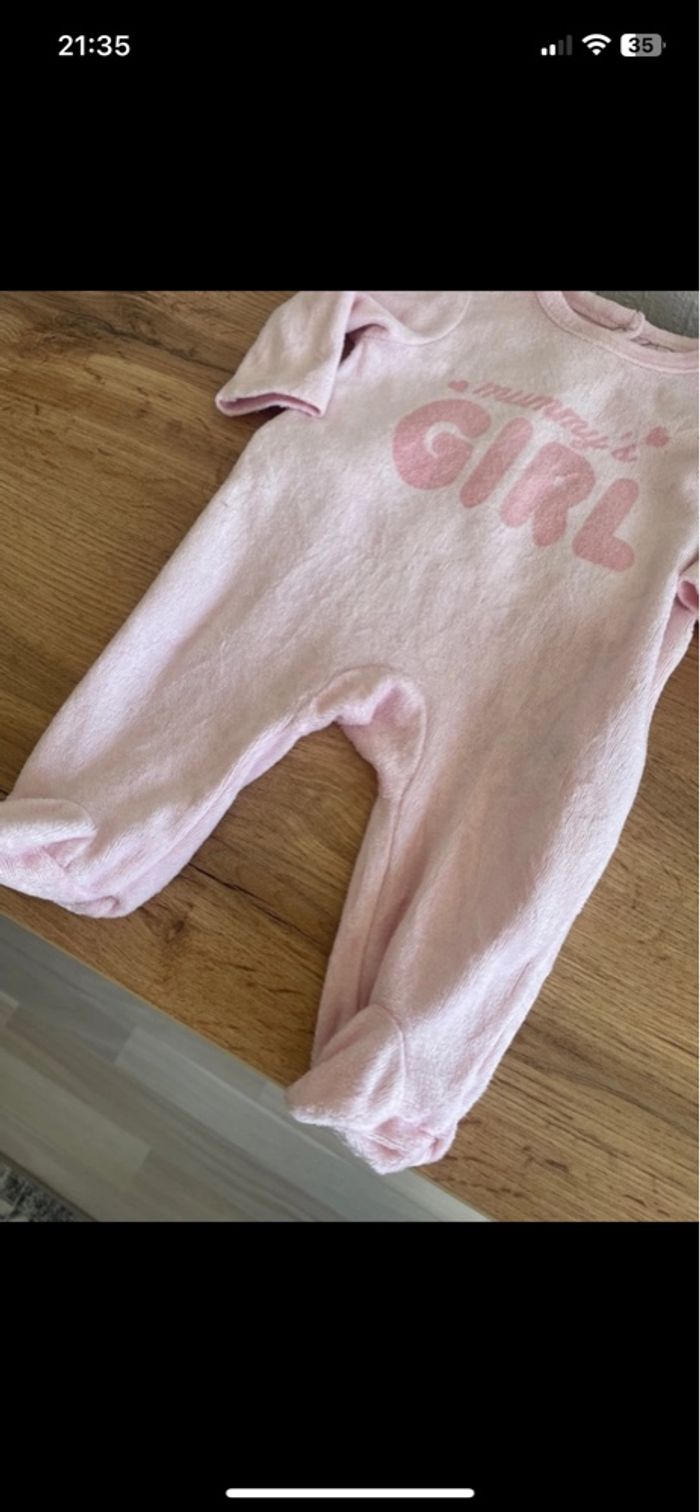 Pyjama velours rose poudrée mummy orchestra 1 mois - photo numéro 3