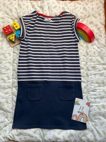 robe manches courtes hiver bleu marine et blanc 12 ans okaidi