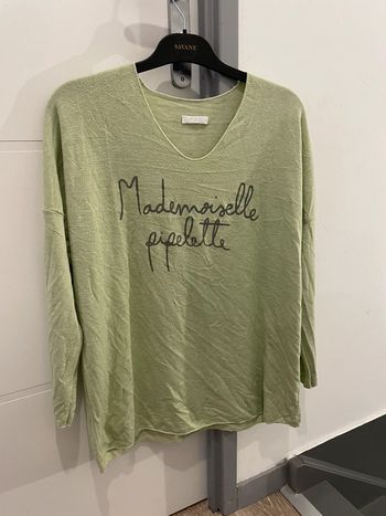 Pull fin vert clair femme