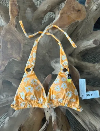 Haut de maillot de bain Etam jaune fleur triangle