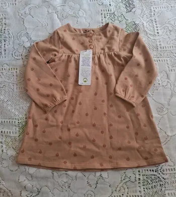 Robe bébé KIABI pommes beige 18 mois neuve- Eco Conception