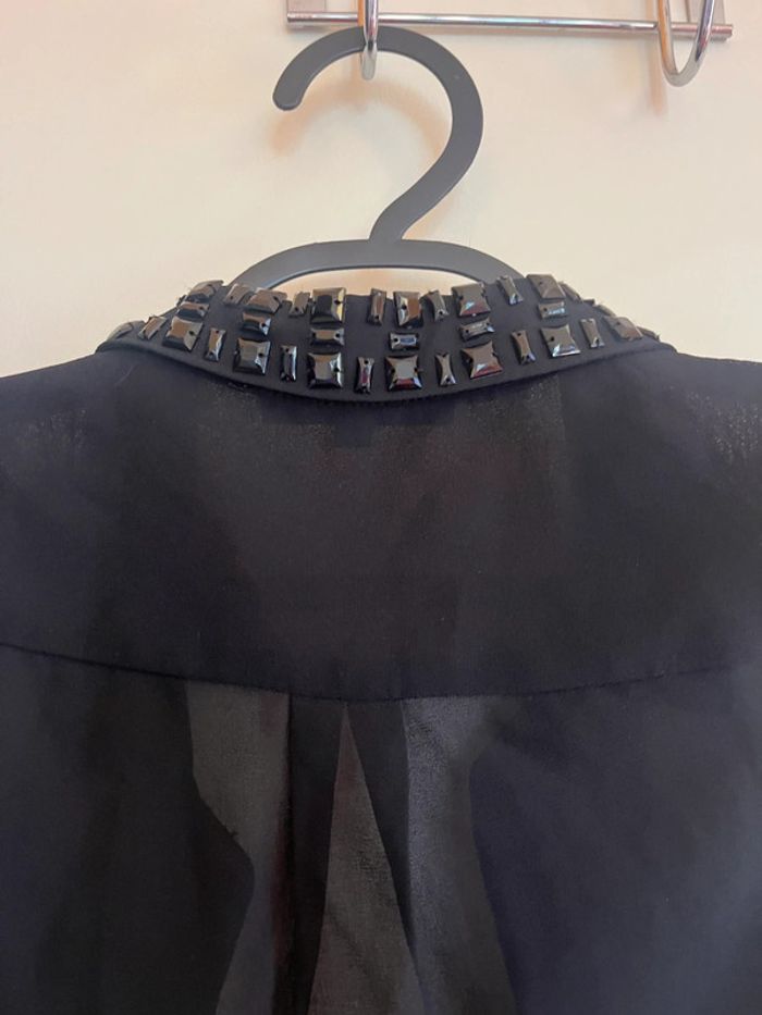 Chemise noir transparente mim taille 34 perles - photo numéro 3