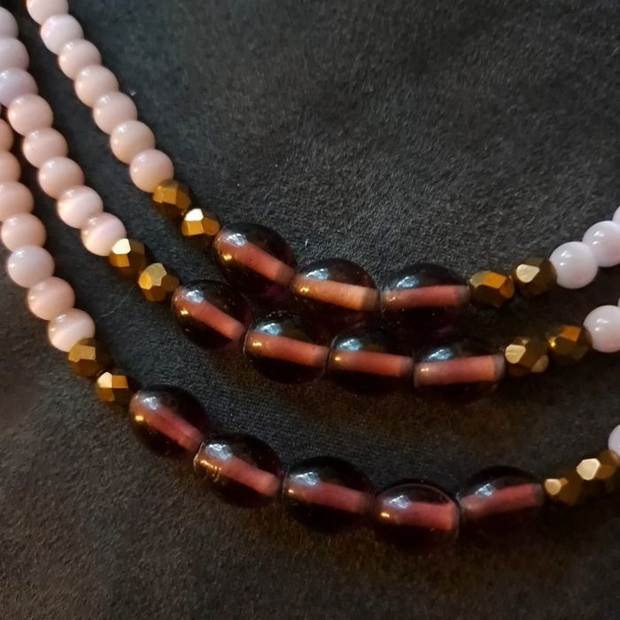 Collier chic multi rang violet rose bronze - photo numéro 10