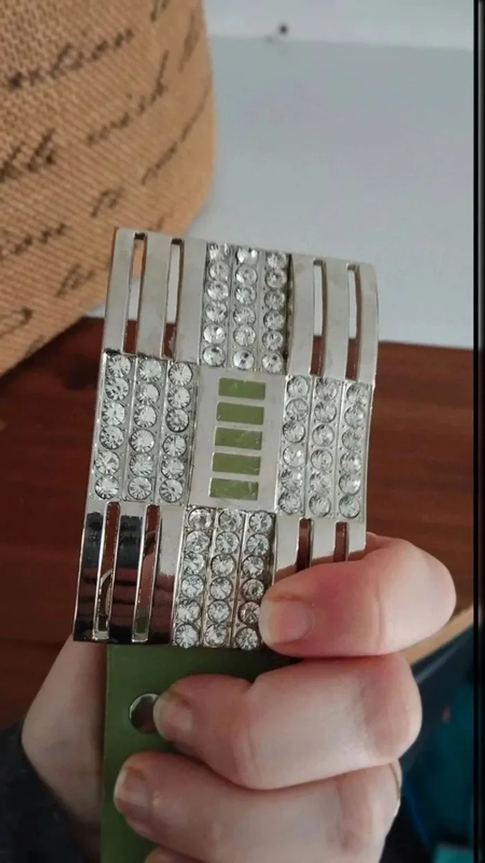 Ceinture verte boucle argenté 95 cm - photo numéro 8