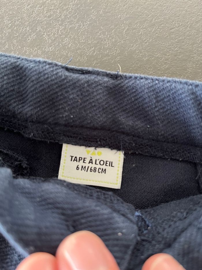 Pantalon bleu marine tape à l’œil 6mois - photo numéro 4