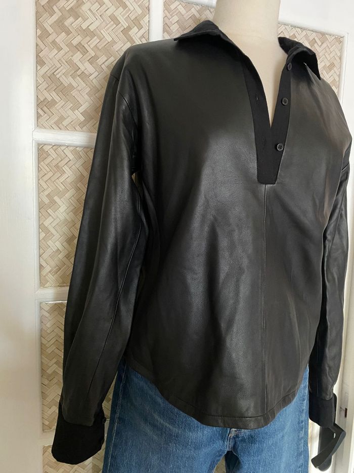 Chemise Noir  Cuir D'agneau Kookaï Taille 38 - photo numéro 6