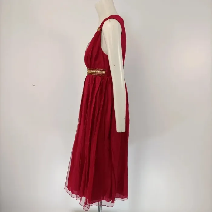 Robe bordeaux midi style empire broderies dorées – 1.2.3 Paris – taille 36 A055 - photo numéro 4