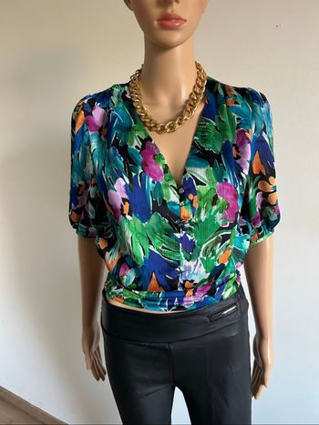 Blouse courte imprimée à manches courtes Morgan taille 34 jamais portée