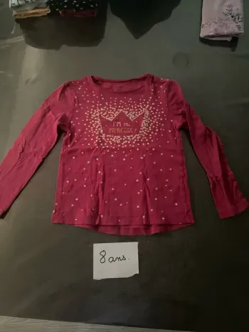 Teeshirt manches longues rose Kiabi