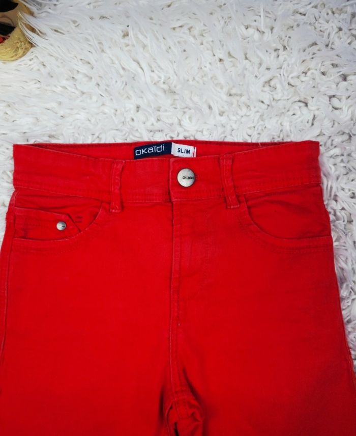 Bermuda en jean slim rouge Garçon taille 9 ans marque Okaidi 🎸 - photo numéro 4