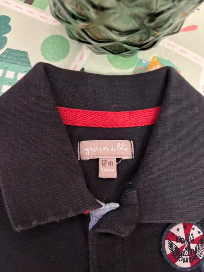 Ensemble polo grain de blé et pantalon tape à l’œil 12 mois - photo numéro 2