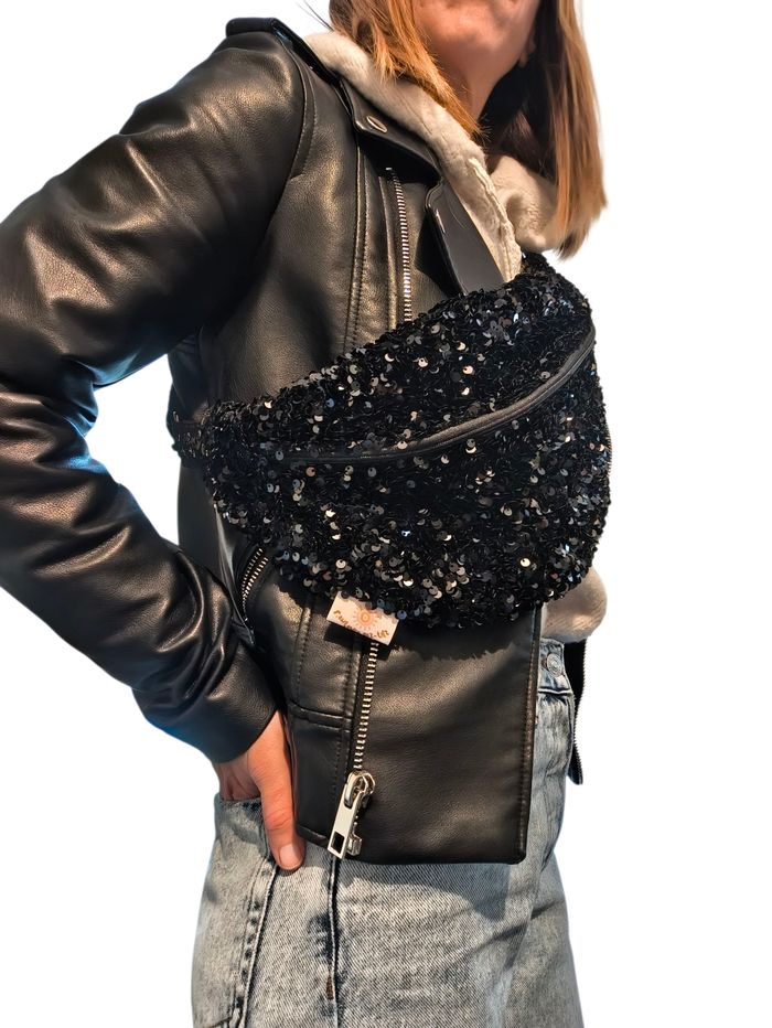 Sac banane sequin noir