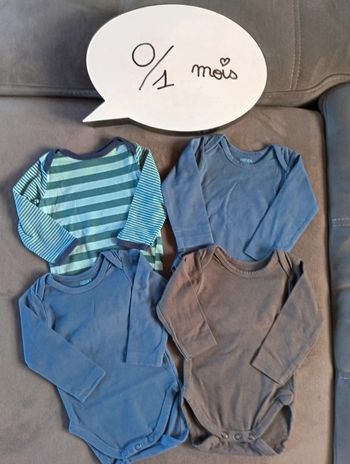 Lot de 4 bodies manches longues Mixte 0/1 mois Hema