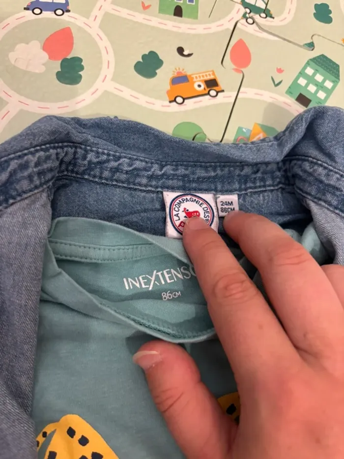 Ensemble t shirt in extenso chemise compagnie des petits et short Kiabi 24 mois - photo numéro 3
