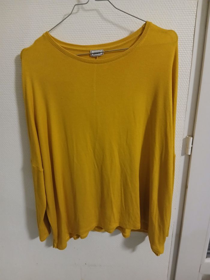 Pull femme moutarde taille L matiere viscose ,acrilyque demi manches - photo numéro 4