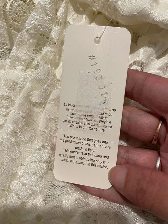 Blouse à manches 3/4 blanc à dentelle col V cache cœur taille élastique neuf lustyle taille 38 - photo numéro 9