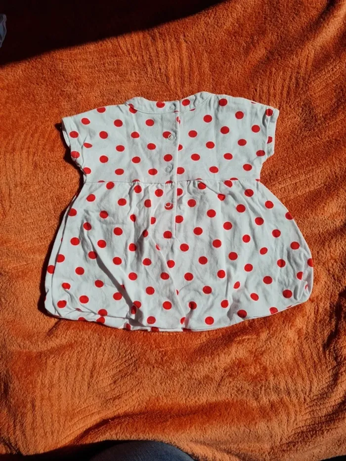 Robe blanche à pois rouge sucre d'orge 3 mois - photo numéro 5